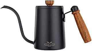 MERMOO YILAN Coffee Kettle Pour Over Coffee Maker 600ml Tea Pot Gooseneck Kettle Stovetop Stainless Steel Kettle with Anti-Scald Handle(Black)