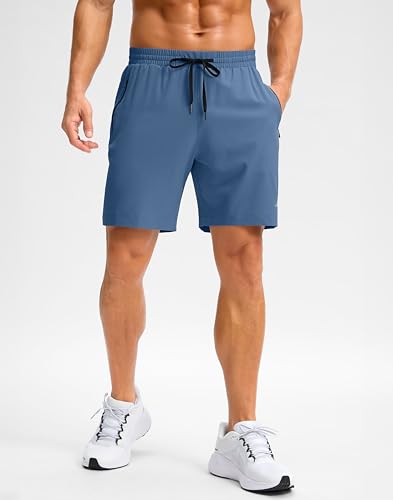 Image of Pudolla Men's Running Gym Shorts with Zipper Pockets 5 inch /7 inch / Lightweight Quick Dry Running Workout Athletic Short