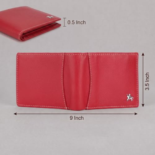 Image of LONDON ALLEY Slavia Red Leather Wallet for Men, 6 Card Slot | RFID Protected