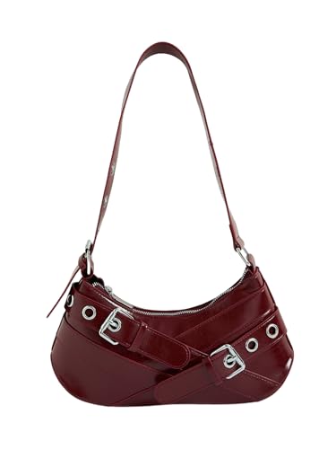 Verdusa Women's Shoulder Handbags Punk Leather Underarm Bag with Buckle