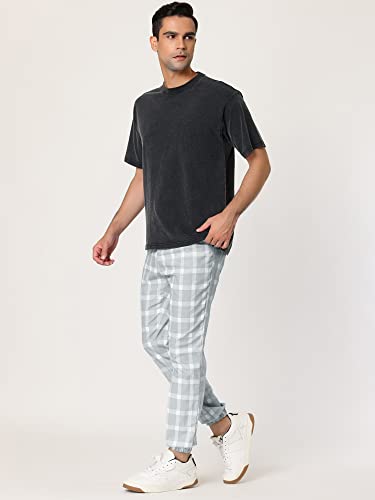 Lars Amadeus Men's Plaid Jogger Pants Casual Slim Fit Drawstring Check Trousers4