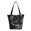 VCCSKDSK Black Rose Printed Tote Shopping Bag, Reusable Eco-Friendly Shopper Bag Tote Bags #3
