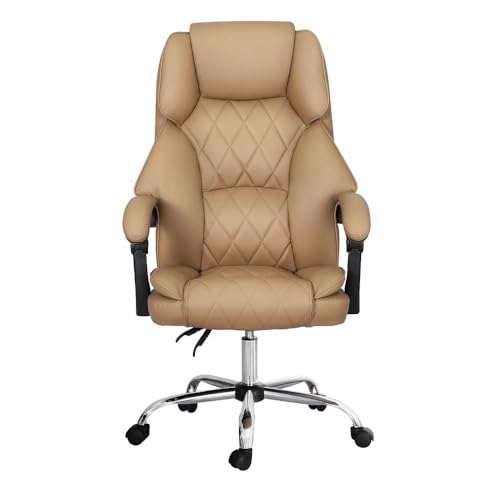 Artiss Ergonomic Office Chair High Back Leather Gaming Chair, Big and Tall Executive Office Desk Chairs with Adjustable Tilt, Swivel Computer Chair for Home Office, Brown