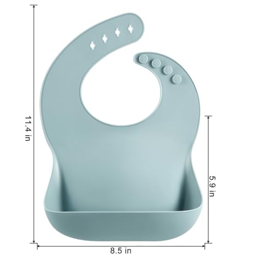 PandaEar 3 Pack Silicone Bibs for Babies Toddlers Girls, Adjustable Fit BPA Free Waterproof Bibs with Pocket Food Catcher (Blue/Pink/Purple)3