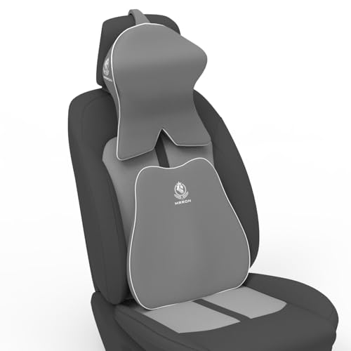 Image of MRRON Large Back Support Neck Rest for Chair & Car Seat, Orthopaedic Lumbar Support Memory Foam Backrest Cushion Designed for Back Pain Relief Pillow for Comfortable Sitting (Grey, Slim Backrest)