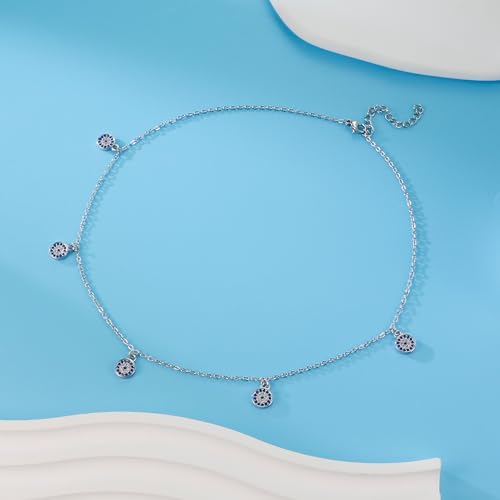 SmileBelle Evil Eye Necklace Silver, Protection Necklace for Women Silver Charm Choker Handmade Evil Eye Turkish Jewelry with Third Nazar Ojo Turco as Silver Jewelry Beach Accessories3