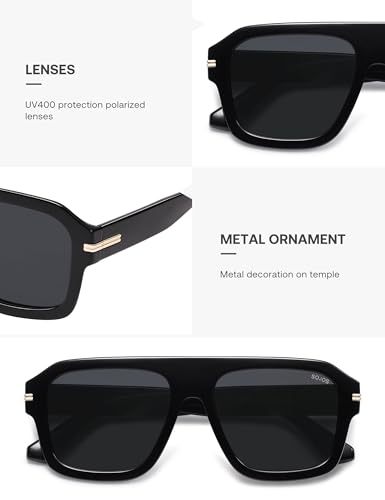 SOJOS Retro Oversized Square Polarized Sunglasses for Women Men, Vintage Aviators Shades SJ23844