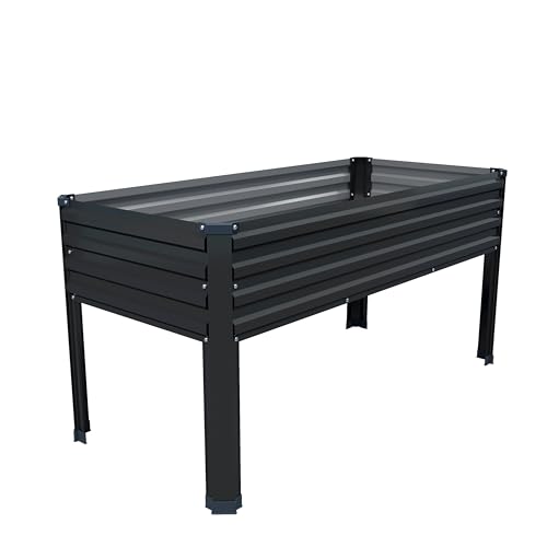 DIIYIV Galvanized Raised Garden Bed with Legs,48×24×30in Elevated Planter Box for Backyard,Garden,...