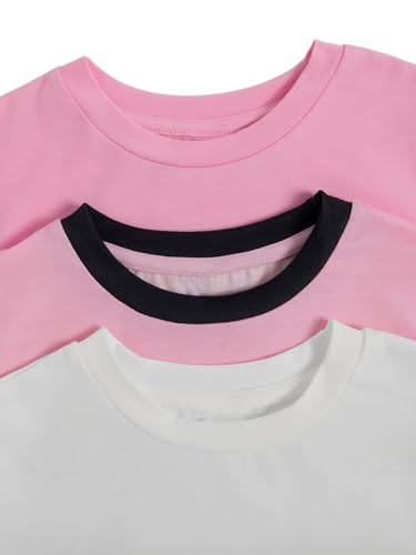 Image of RoseSeek Girl's Shirts 3 Packs Star Butterfly Graphic Tees Crew Neck Short Sleeve T Shirt Casual Tops