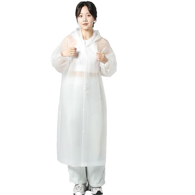 vkg Waterproof EVA Rain Coat Hooded Outdoor Water Resistant Suit Portable Men & Women (White) (1 Piece)-picture-48