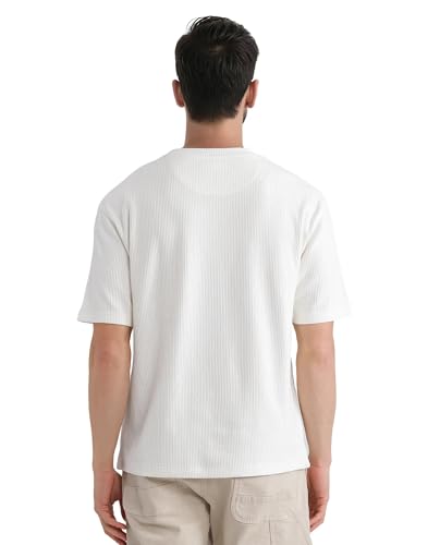 Image of GRECIILOOKS Men's Polycotton Textured Drop Shoulder Oversized Fit T-Shirt