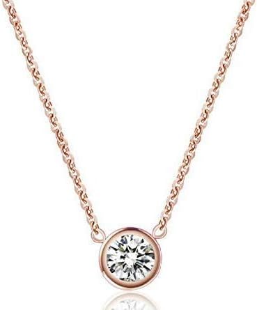 Mixiueuro Women Girls Cubic Zirconia Bezel Jewellery Sets 14k Rose Gold Plated Stainless Steel Cubic Zirconia B ezel Pendant Necklace Stud Earrings And Bead Bracelets Minimalist Style Nickel Free - Image 5