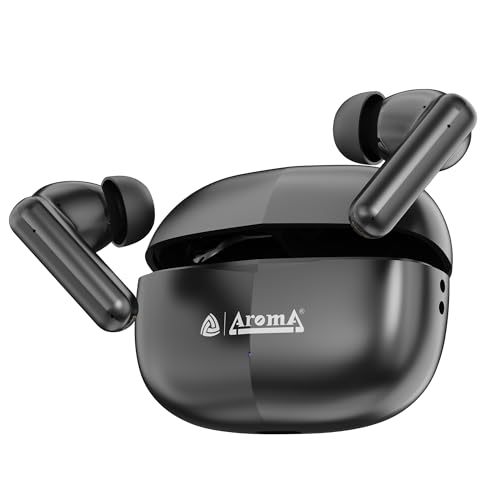 Image of AROMA TWS5 Orbit V5.4 True Wireless Earbuds, Matte Black | up to 55H Playtime, ENC, Fast Charging, Heavy Bass, Bluetooth