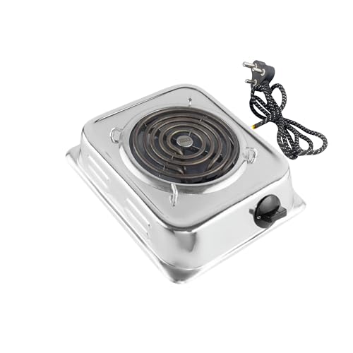 Image of BLUE TRAX ECW1 2000W Electric Coil Cooking Stove, Single Burner Radiant Hot Plate, G Coil Cooktop for Home & Hostel, Works with All Metal Cookware, Ocean Silver - hotplate galaxy- SILVER