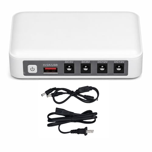 MEKOTRIN Mini UPS Battery Backup for Router, 6000mAh Small Uninterruptible Power Supply with DC 5V/9V/12V Outputs, Compatible with WiFi Routers, Security Cameras, Fingerprint Scanners, Smartphones