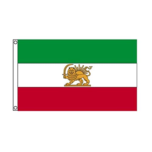 Stormflag Iran Flagge Iranische Royal Löwe Fahne Ehemalige Persien (90cmx150cm) Polyester Pongee 90g mit Ösen mit Doppelnadel genäht Cover