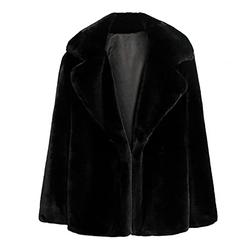 Sunmoot 2018 Nuevas Mujeres Casual Caliente Invierno Larga Solapa Leopardo Impresión Faux Fur Coat - negro - X-Large