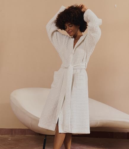 Image of Luxury Organic Japanese Cotton Hotel & Spa Waffle Bathrobe for Men and Women (Hooded /Kimono)