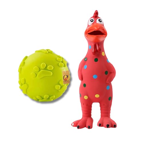 Foodie Puppies Latex Squeaky Chew Dog Toy Combo (Claw Ball + Pink...