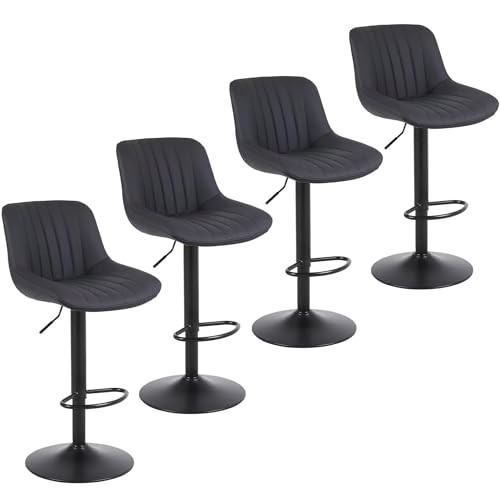 Youhauchair Barhocker 4er Set, Drehbare Barhocker mit Lehne, Höhenverstellbar aus PU-Leder,...