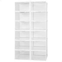 Zapatos De Guardia De Seguridad AKTIVE - Cajas de zapatos plástico, Juego de 12 organizadores de almacenamiento, 23x33,5x14,5 cm, Apilable, Antivuelco, Hasta T.44, Transparente, Caja zapatero plástico, (16549)