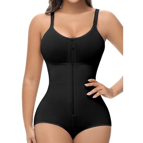 SHAPSHE Fajas Colombianas Moldeadoras De Cintura Y Abdomen Reductoras Faja Postparto para Mujer Full Body Shaper Shapewear Tummy Tuck fupa Control Post Surgery Compression Garment Black, Medium