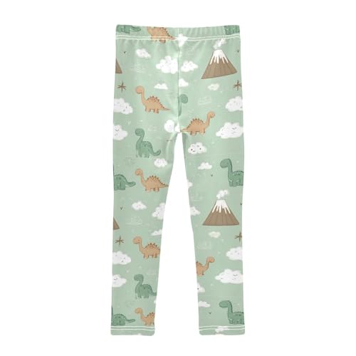 Boccsty Cute Green Dinosaurs Clouds Girls Leggings Kids Yoga Pants Dance Active Tights 4T2