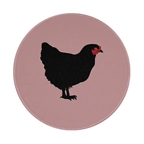 Tapis de souris rond poule noire résistant pour petits bureaux