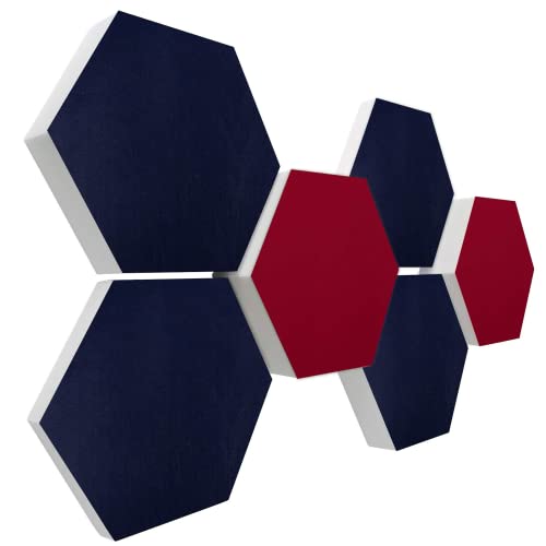 platino24 Schallabsorber COLORE aus Basotec G+ I Akustikpaneele mit Akustikfilz I 3D Wand-Paneele mit 6 Waben in Nachtblau & Bordeaux I Akustikplatten zur Schalldämmung in Büro, Studio & Wohnung