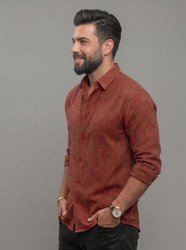 Image of NexaFlair Men's Regular Fit Solid Pattern Laffer Cotton Shirt with Long Sleeve Collared Neck Standard Length and Button Down Closure Type | Mens Casual Shirts | Man's Formal Shirts