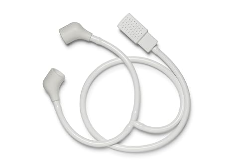 Croydex Push-Fit Shower Attachment for Bath Taps - Flexible Shampoo Spray with Square Head 100cm Hose Length Fits Most Round or Oval Basin Taps White