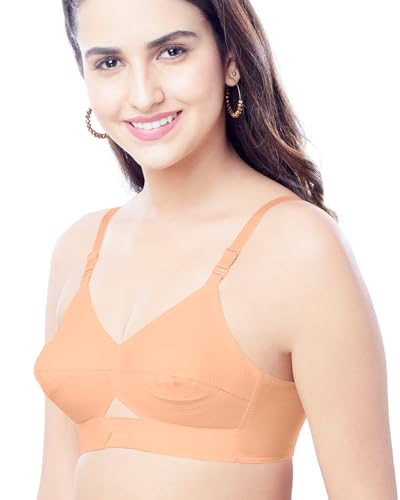 Image of Brida Sajini Women's Cotton Round Stitch Bra | Full Coverage | Single Layered | Non-Padded | Wireless | Saree Bra for Heavy Bust | Daily Use | Combo