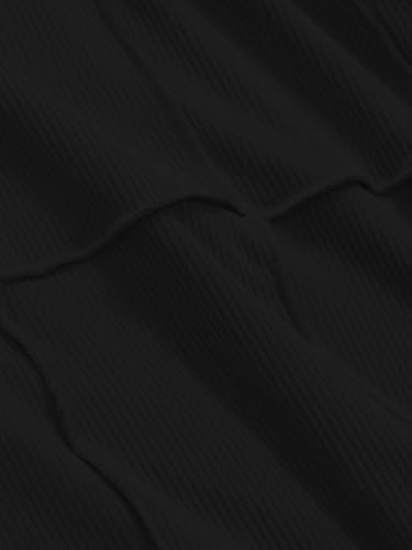 Image of Sugathari Women's Black Solid Long Sleeve Wrap-Style Square Split Crew Neck Bodycon Women T-Shirt Spring and Summer Top, Minimalist and Fashionable for Everyday Casual Wear Tops (T-Shirt 181)