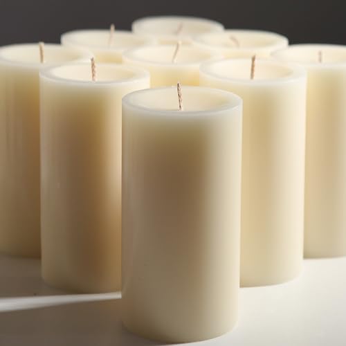 MOSROAD Set of 12 Ivory Pillar Candles - 2.8x...