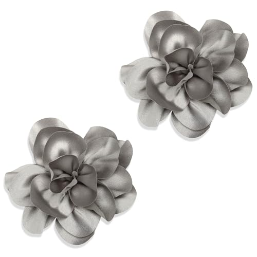 Image of 2Pack 6inch Extra Large Satin Brooches Lapel Pins Dainty Elegant Fabric Camellia Rose Flower Brooch Pin for Women Wedding Part Dance Clothes Accessories Jewelry