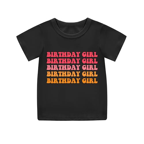 Image of Birthday Girl Shirt Girls 1st-14th Birthday Outfit Teen Toddler Baby Cute Short Sleeve T-Shirt