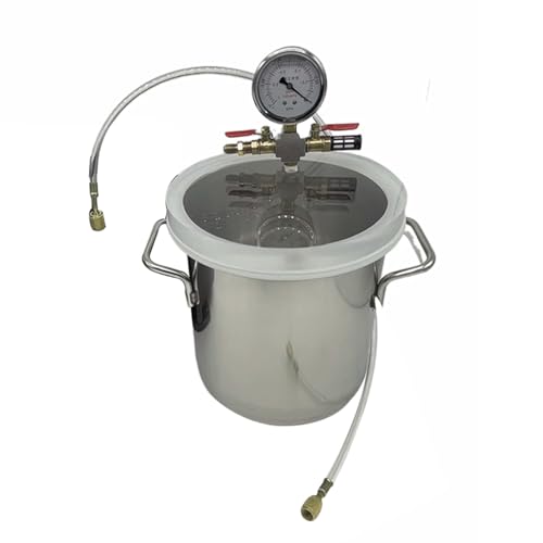 Vacuum Degassing Chambers with Clear Acrylic Lid & Hose, Lab Vacuum Chamber Equipment 2 3 5.5 6 9 13 19 20 26 Gal, for Resin Casting/Epoxy/Wood Stabilizing ( Size : 3Gal/12L(25x25cm/9.8x9.8x9.8in) )