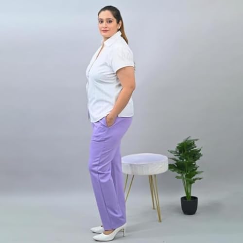 Image of Fashion Plus PlointTrandy Textured Trousers for Women | Women Loose Fit Trousers | Women's High-Waisted Pant | Women Trousers Pants | Korean