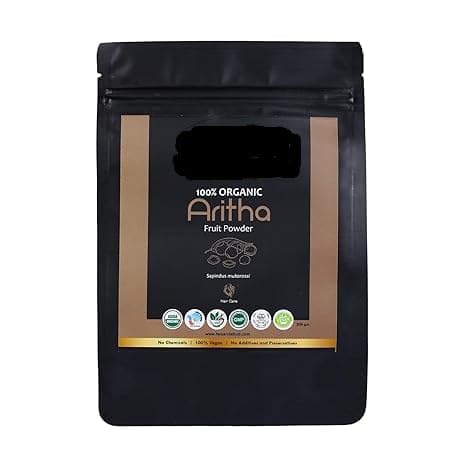 100% Organic Aritha Powder 200g (Soapnut) for Hair Growth, Scalp Cleanser, Dandruff, Natural Shampoo, Vegan Chemical-Free, Sulfate-Free