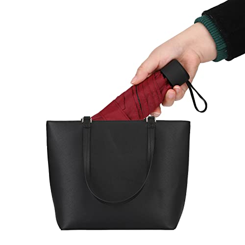 Small Mini Umbrella With Case By Gaoyainig Light Compact Design Perfect For Travel Lightweight Portable Parasol Outdoor Sun&Rain Umbrellas Red, 34 Inches #TOP6