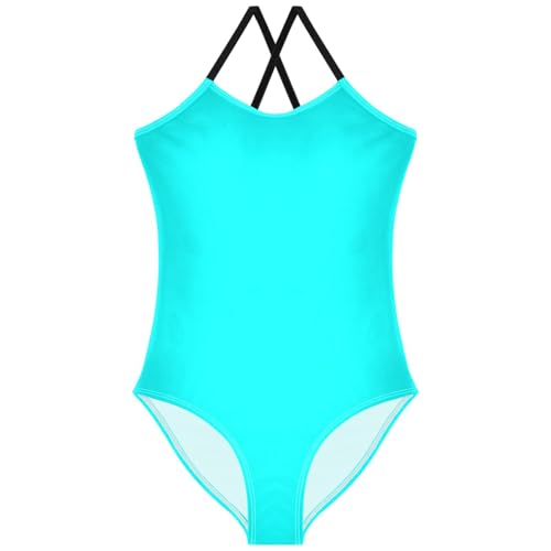 Pigsaly Girls One Piece Swimsuits Blue Kids Cross Back Swimwear Toddler Beach Sport Bathing Suit 3T