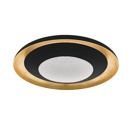 EGLO LED Deckenleuchte Canicosa 2, 2 flammige Wandlampe, Deckenlampe aus Schlagmetall, Kunststoff in schwarz, gold, mit Fernbedienung, Farbtemperaturwechsel (warm, neutral, kalt), Nachtlicht, dimmbar