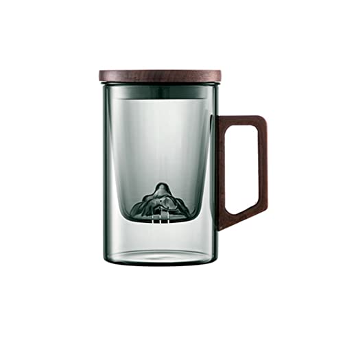 ELABORATE CHOICE Japanese Mug Teacup with Infuser and Wooden Handle,Filtered Tea Separation Cup, Infusion Mugs with Inner Filter for Home and Office A01