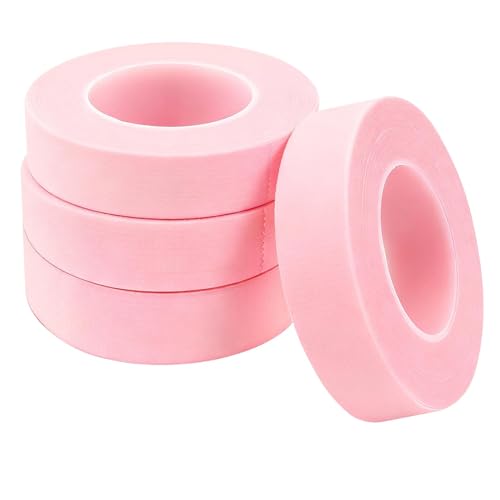 4 Rolls Eyelash Tape Pink Adhesive Lash Tape for Eyelash Extension Breathable Micropore Fabric Tapes for Lash Extension 9M Each Roll