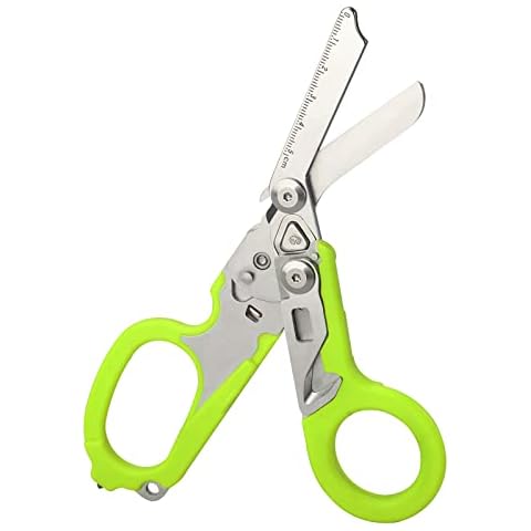 QLINDGK 6 in 1Raptor Emergency Response Shears,Stainless Steel 6 in 1 Multitools Foldable Scissors Pliers with Strap Cutter and Glass Breaker,Scissors Tools with Compatible Sheath Cover