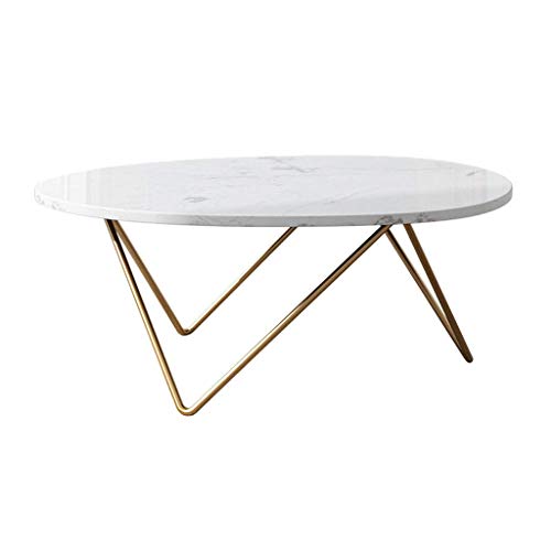 Table basse en marbre blanc moderne 80cm avec piétement métal