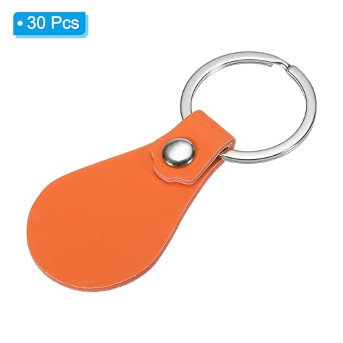 PATIKIL Leather Key Fob Kit, 30 Pack Orange PU Leather Key Fobs with Rivets and Key Rings - Image 3