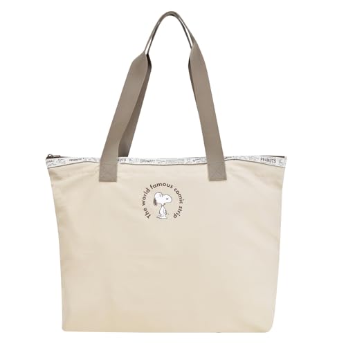 Bolso Tote Grande SNOOPY Beige miniatura 1