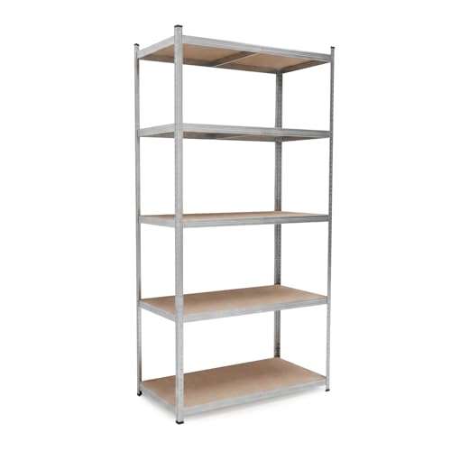 BELKO® Schwerlastregal C224 Verzinkt, 200x100x60 cm tief, XXL Lagerregal & Kellerregal, Metallregal mit 5 Böden, Steckregal bis 900kg extrem belastbar (180kg pro Ebene), Werkstattregal