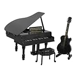 Gatuida Miniatures Instruments Musique Maison Poupée Accessoires Décoratifs Piano Noir Guitare pour Collection et Ambiance Musicale